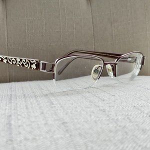 La Scala Ladies Glasses Frame Brown Tone Metal Glasses Half Rim Frame 51]18 135